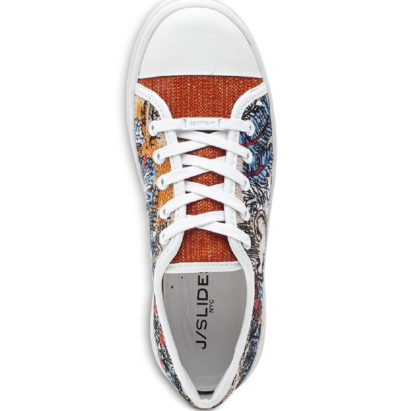 J/Slides Orange & Blue Tropical Nikki platform embroidered Sneaker. SZ 7… - Picture 6 of 12